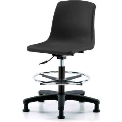 Tabouret en plastique d’une seule pièce Blue Ridge Ergonomics™, avec repose-pieds chromé, noir