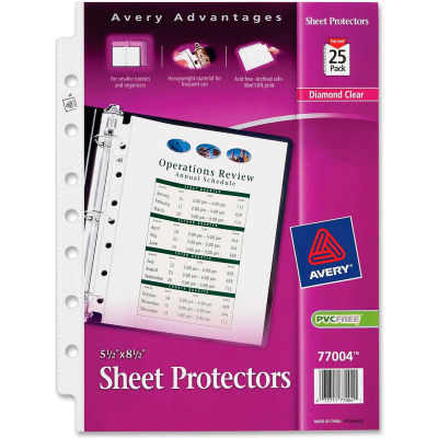 Avery® feuille protectrice, 5-1/2" W x 8-1/2" H, claire, 25/PK