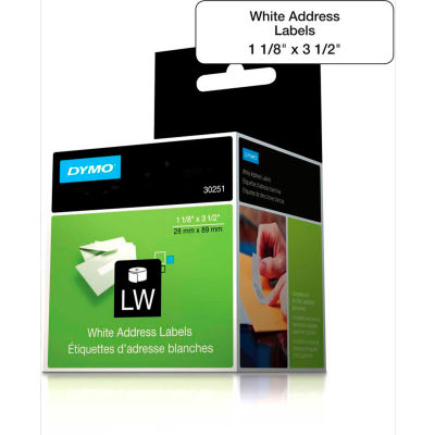 Étiquettes d’adresse de LW DYMO®, 1 1/8 "x 3 1/2", noir sur blanc - Qté par paquet : 10