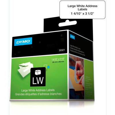 Étiquettes d’adresse de LW DYMO®, grand 1 4/10 "x 3 1/2" noir sur blanc - Qté par paquet : 10