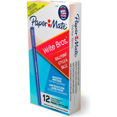 Paper Mate® Ecrire Bros Ballpoint Stick Pen, Medium, Blue Ink, Douzaine