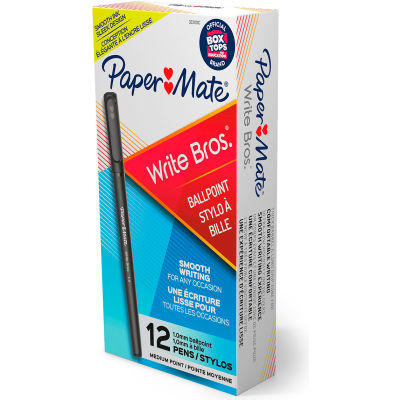 Paper Mate® Ecrire Bros Ballpoint Stick Pen, Medium, Black Ink, Douzaine