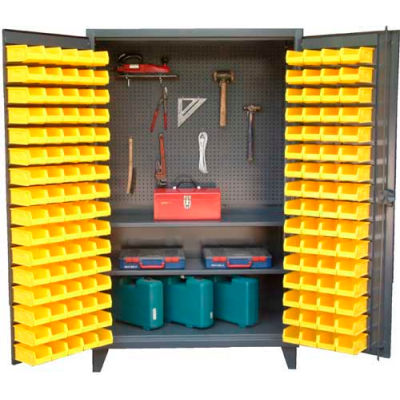 Bins Totes Containers Bins Cabinets Strong Hold Upright Tool Storage Cabinet With 94 Bins 36 Bs Pb 242 36 W X 24 D X 78 H B1636086 Globalindustrial Ca