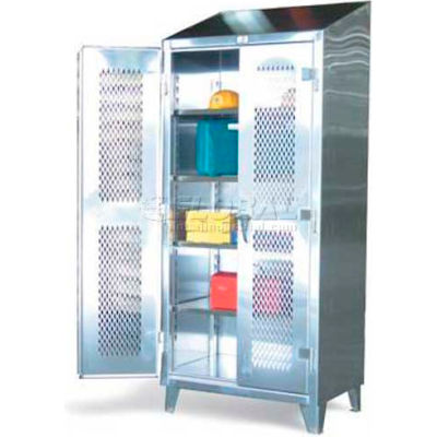 Stronghold Heavy Duty Stainless Steel Ventilated Cabinet, 36"W x 24"D x 78"H, All-Welded, Gray