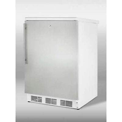 Réfrigérateur-congélateur autoportant summit, décongeler à cycle, blanc, porte S/S, serrure