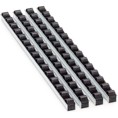Treston Extra Roller Profile Set FiFo Flow Rack ESD, 1-7/50"W x 28-9/10"D x 1-23/50"H, Set of 4-Gray