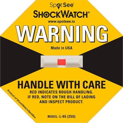 SpotSee™ ShockWatch™ Indicateurs d’impact, Gamme 25G, Jaune, 50/Box - Qté par paquet : 2