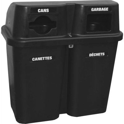 Duo de Bullseye Recycling System, 25 gallons, 36 "x 19" x 38 ", noir - Techstar 565