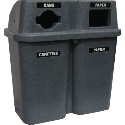 Duo de Bullseye Recycling System, 25 gallons, 36 "x 19" x 38", granit gris - Techstar 565