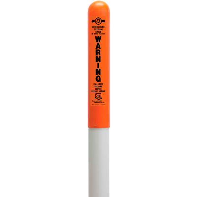 113779B Round Dome Utility Fiber Optic Marker, White Pole 66"H, 42" Above Ground, Orange
