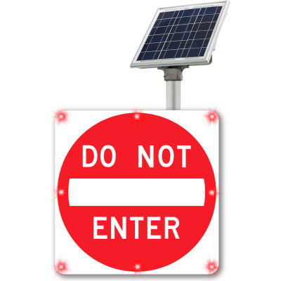 2180-C00067 BlinkerSign® CLIGNOTANT LED ne pas entrer signe R5-1, 30"W, Rouge, Solaire