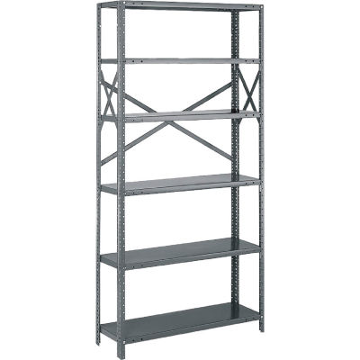 Tri-Boro T-Bolt 6 Shelf, 20 Ga Open Steel Shelving Unit, Starter, 36