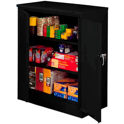 Tennsco® Heavy Duty Counter Height Metal Storage Cabinet, 24 Gauge, 36"W x 18"D x 42"H, Black