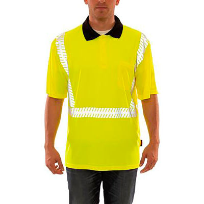 Job Sight™ Classe 2 Polo Pullover Hi Visibility Shirt, Lime, Polyester, 4XL