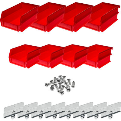 Triton Products Poly Red Hanging Bin & BinClip Kits, 4 petits et 4 moyens bacs