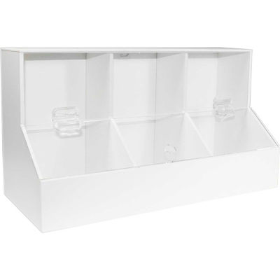 Grand bac distributeur TrippNT™, 18 po l x 8 po P x 9 po H, PVC/acrylique, blanc, 3 compartiments