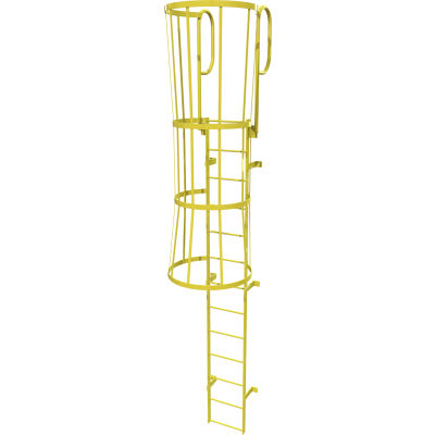 13 étape en acier "cage" marcher à travers l’échelle d’accès fixe, jaune - WLFC1213-Y
