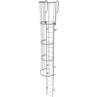 18 Step Steel Caged Walk Through Fixed Access Ladder, Gray - WLFC1218 ...