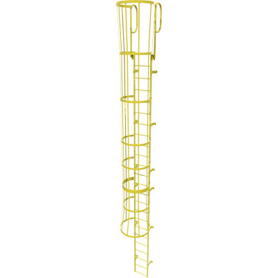 24 étape en acier "cage" marcher à travers l’échelle d’accès fixe, jaune de sécurité - WLFC1224-Y