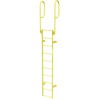 10 Step Steel Walk Through With Handrails Fixed Access Ladder, Yellow ...