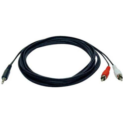 Tripp Lite 6ft 3.5mm Mini Stereo to Two RCA Audio Y Splitter Adapter Cable, 3.5MM MALE-RCA MALE X2