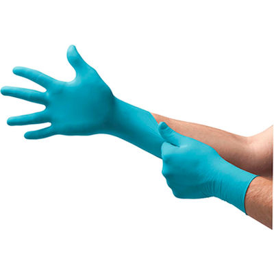TouchNTuff® 92-675 Industrial Disposable Gloves, Powder Free, Blue, Large, 100 Gloves/Box