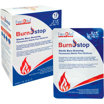 Pansement stérile stérile First Aid Central™ BurnStop, 2 » x 6 », 12/Boîte