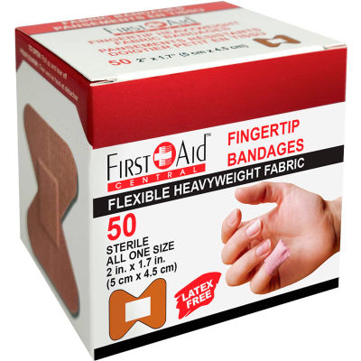 Premiers soins Adhésif central™ Tissu tissé lourd Petits bandages du bout des doigts, 50 / Boîte