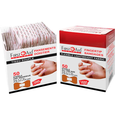 Premiers soins Tissu adhésif central™ Grands bandages du bout des doigts, 50 / Boîte
