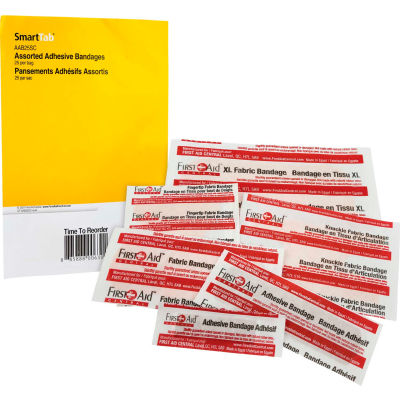 Pansements adhésifs assortis de First Aid Central SmartCompliance®, 25 / sac, recharge