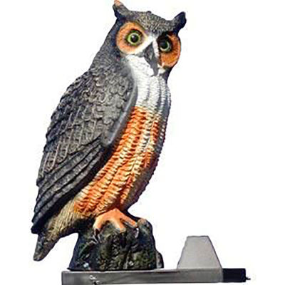 Barrière aux® oiseaux Screech Owl Répulsif visuel et audio, plastique, brun