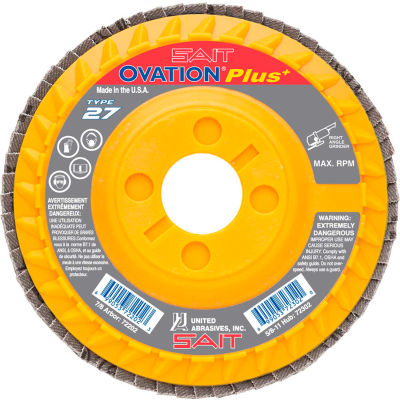 Ovation, disque Flap T27 5 "x 7/8" 40 Grit Zirconium - Abrasifs Unies - Sait 72201 - Qté par paquet : 10