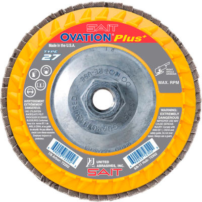 Ovation, disque Flap T27 5 "x 5/8-11" 40 Grit Zirconium - Abrasifs Unies - Sait 72301 - Qté par paquet : 10