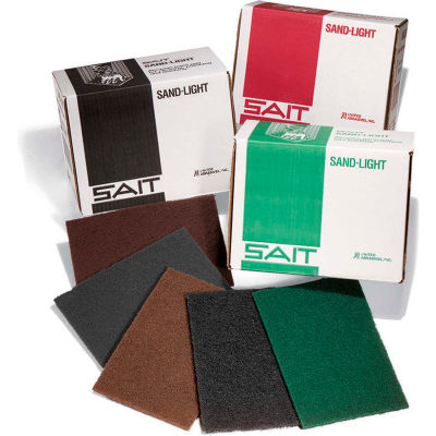 Sable-lumière main Pad vert 6 "x 9" Non-tissée Medium - Abrasifs Unies - Sait 77496 - Qté par paquet : 20
