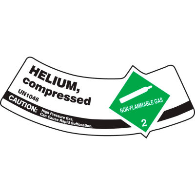 Accuform MCSLHEGXVE Étiquette d’épaule de bouteille de gaz, hélium comprimé, dura-vinyle™