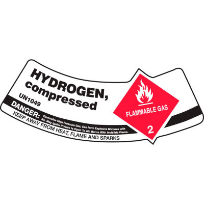 Accuform MCSLHYRVSP gaz cylindre épaule Label, hydrogène comprimé, vinyle adhésif, 5/Pack