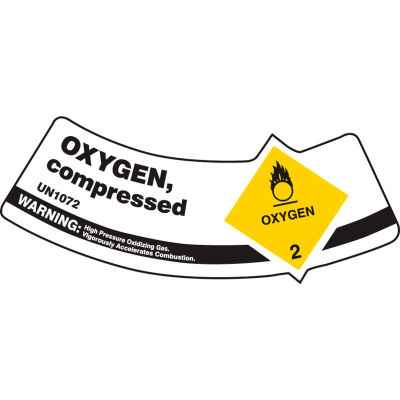 Étiquette d’épaule de cylindre de gaz d’accuform MCSLOXYXVE, comprimé d’oxygène, dura-vinyl™, chaque
