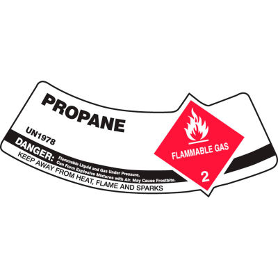 Accuform MCSLPRRVSP gaz cylindre épaule Label, Propane, vinyle adhésif, 5/Pack
