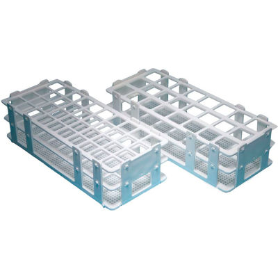 Rack de tubes à essai United Scientific™ pour tubes de 20 mm, humide et sec, PP, 40 places, blanc, paquet de 6