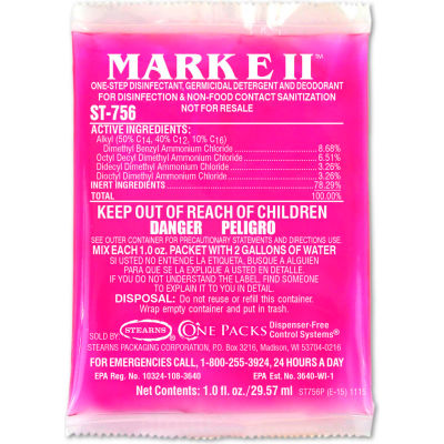 Stearns Mark E II Désinfectant à une étape,Détergent germicidal/déodorant- 1 oz Pks, 144/Case-2309012