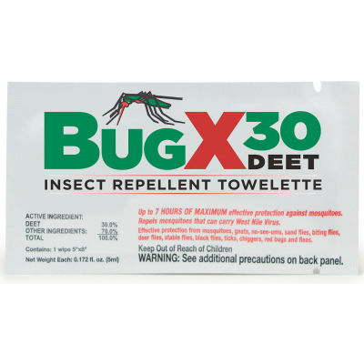 CoreTex® Bug X 30 12643 Insect Repellent, 30 % DEET, Towelette, 300/Case
