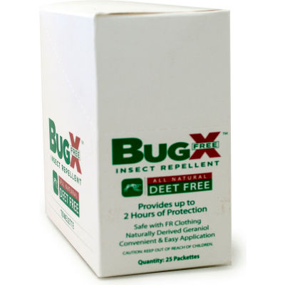 CoreTex® Bug X GRATUIT 12840 Insect Repellent, DEET Free, Towelette, Clamshell Box, 25/Box - Qté par paquet : 4