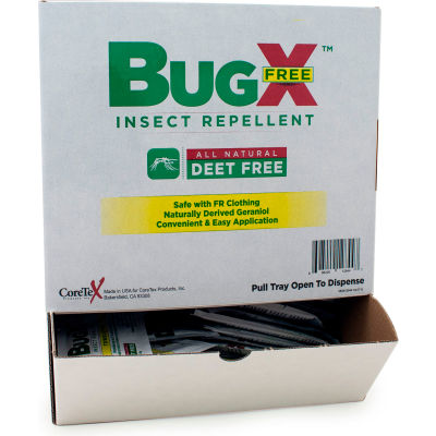 CoreTex® Bug X GRATUIT 12844 Insectifuge, DEET Free, Towelette, Wallmount Box, 50 Paquets