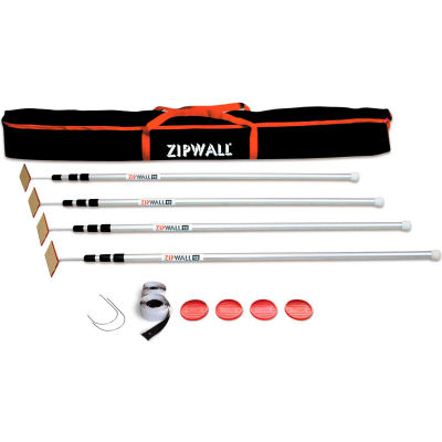 ZipWall® Sac à perche à ressort, acier inoxydable, argent - SLP4 - Qté par paquet : 3