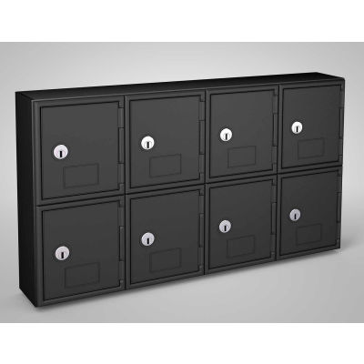 United Visual Products 2-Tier 8 Door Locker avec serrure à clé, 22 » L x 4 » P x 12-1/2"H, Blk, assemblé