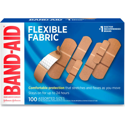 ® Bandages adhésifs en tissu souple, tailles assorties, beige, paquet de 100