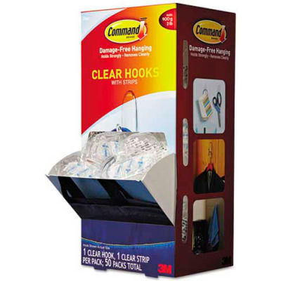 Crochets et bandes transparents 3M Command™, plastique, moyen, 50 crochets