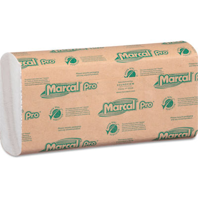 Marcal PRO® Folded Paper Towels, 10-1/2x12-3/4,C-Fold, White, 150/Pk, 16 Pk/Cs - P100B
