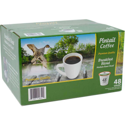 Mélange de petit-déjeuner au café Pintail défiréné, torréfaction moyenne, 48 tasses individuelles/boîte - Qté par paquet : 2