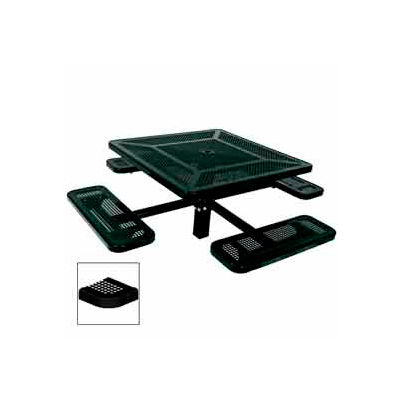 46" Single Pedestal Square Table, Inground, Perforated 78"W x 78"D - Black